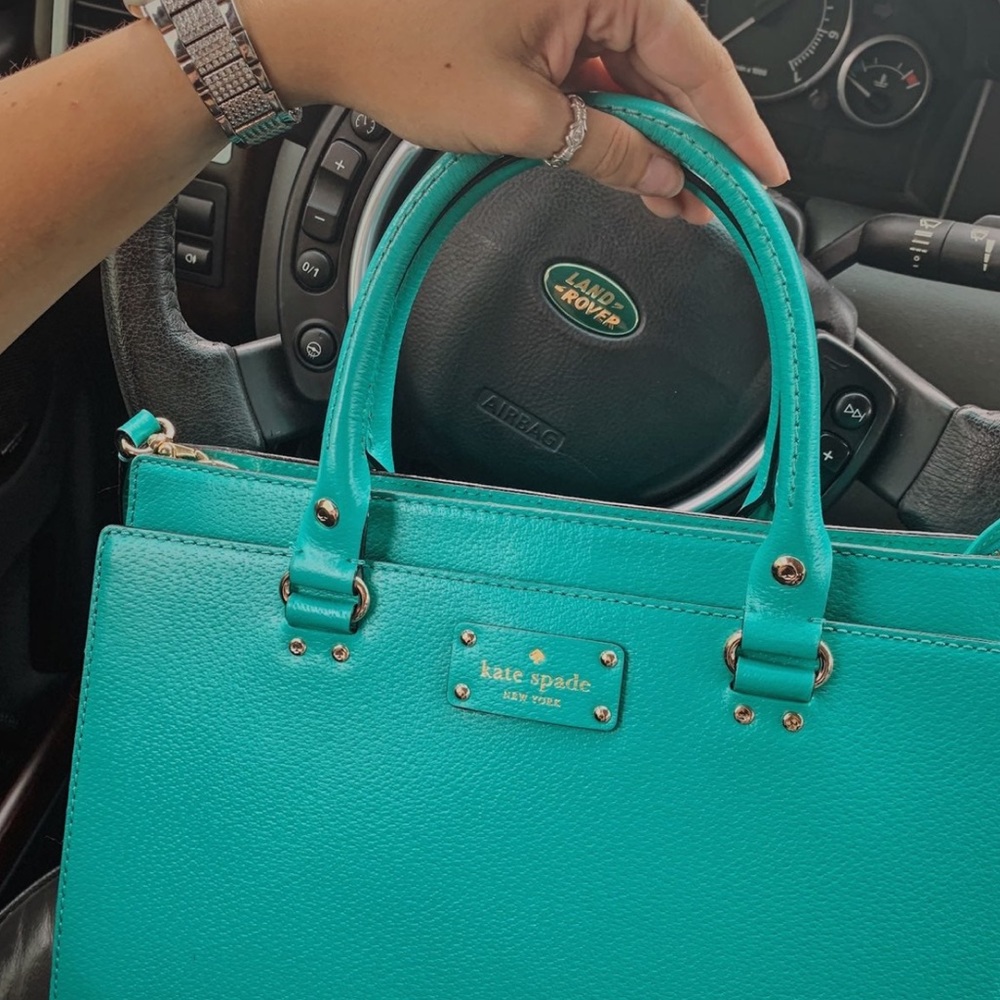 Kate Spade Turquoise Wellesley Durham Wkru2486 Blue Leather Satchel